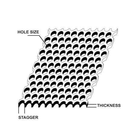 006 Thick X 0375 Hole X 05625 Stagger Carbon Steel Perforated Sheet A36 Round Hole, 12 X 48